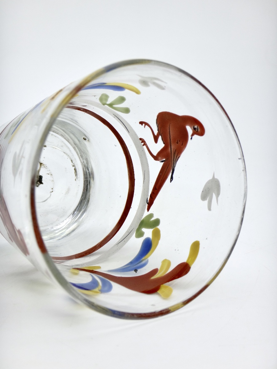 Gobelet émaillé en verre soufflé Alsace ou Suisse époque XVIIIe-photo-2