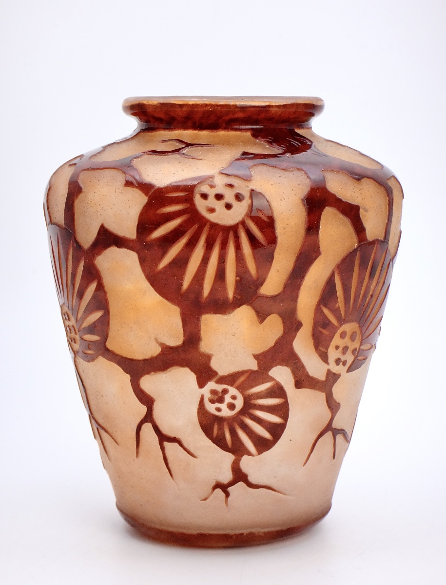 Charles SCHNEIDER LE VERRE FRANÇAIS Vase Épinettes époque Art Déco vers 1924-1927-photo-3