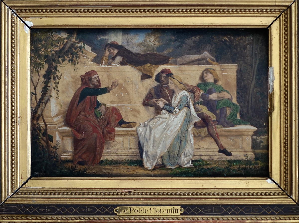  Painting Titled "the Florentine Poet," After Alexandre Cabanel, 19th Century-photo-2