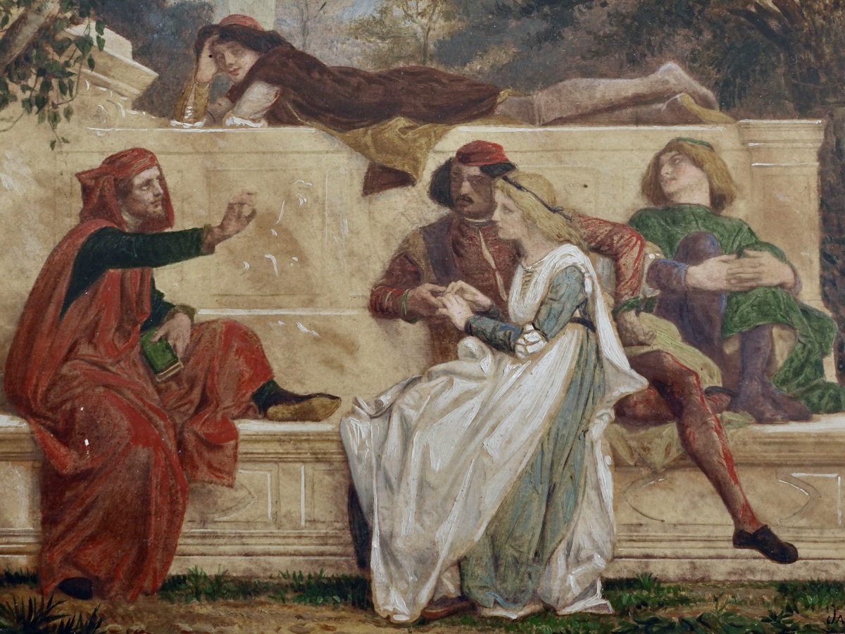  Painting Titled "the Florentine Poet," After Alexandre Cabanel, 19th Century-photo-4
