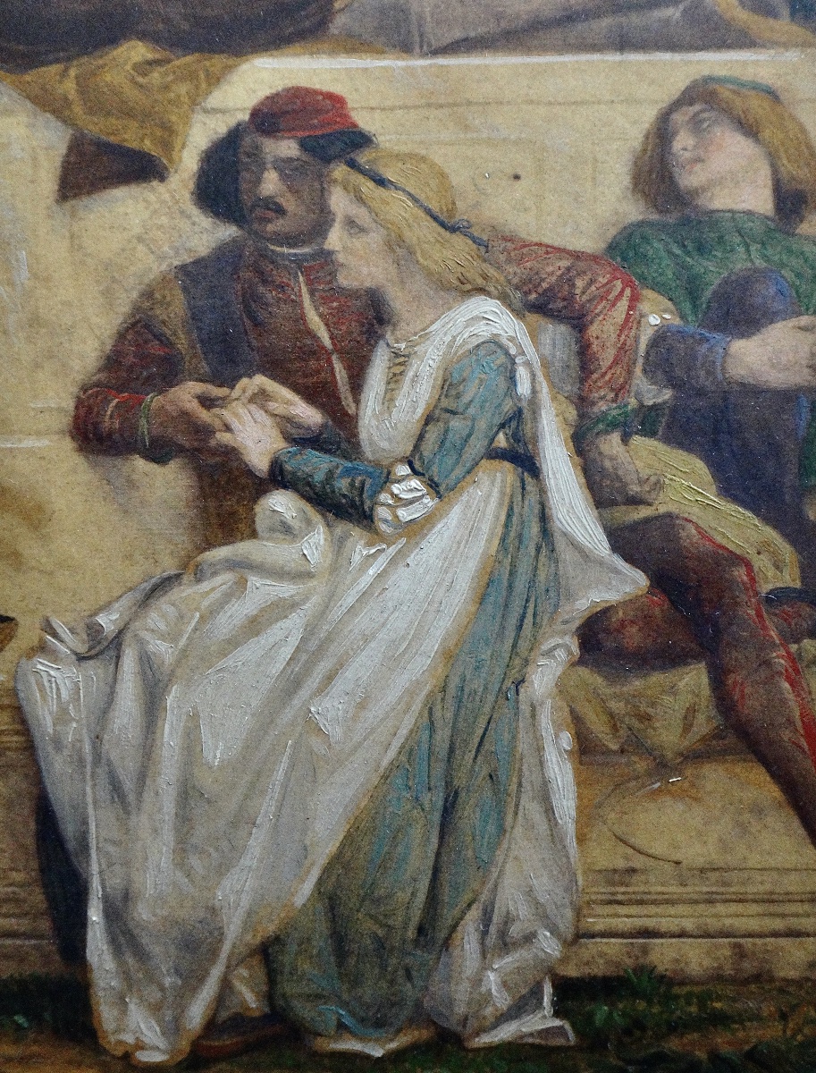  Painting Titled "the Florentine Poet," After Alexandre Cabanel, 19th Century-photo-1