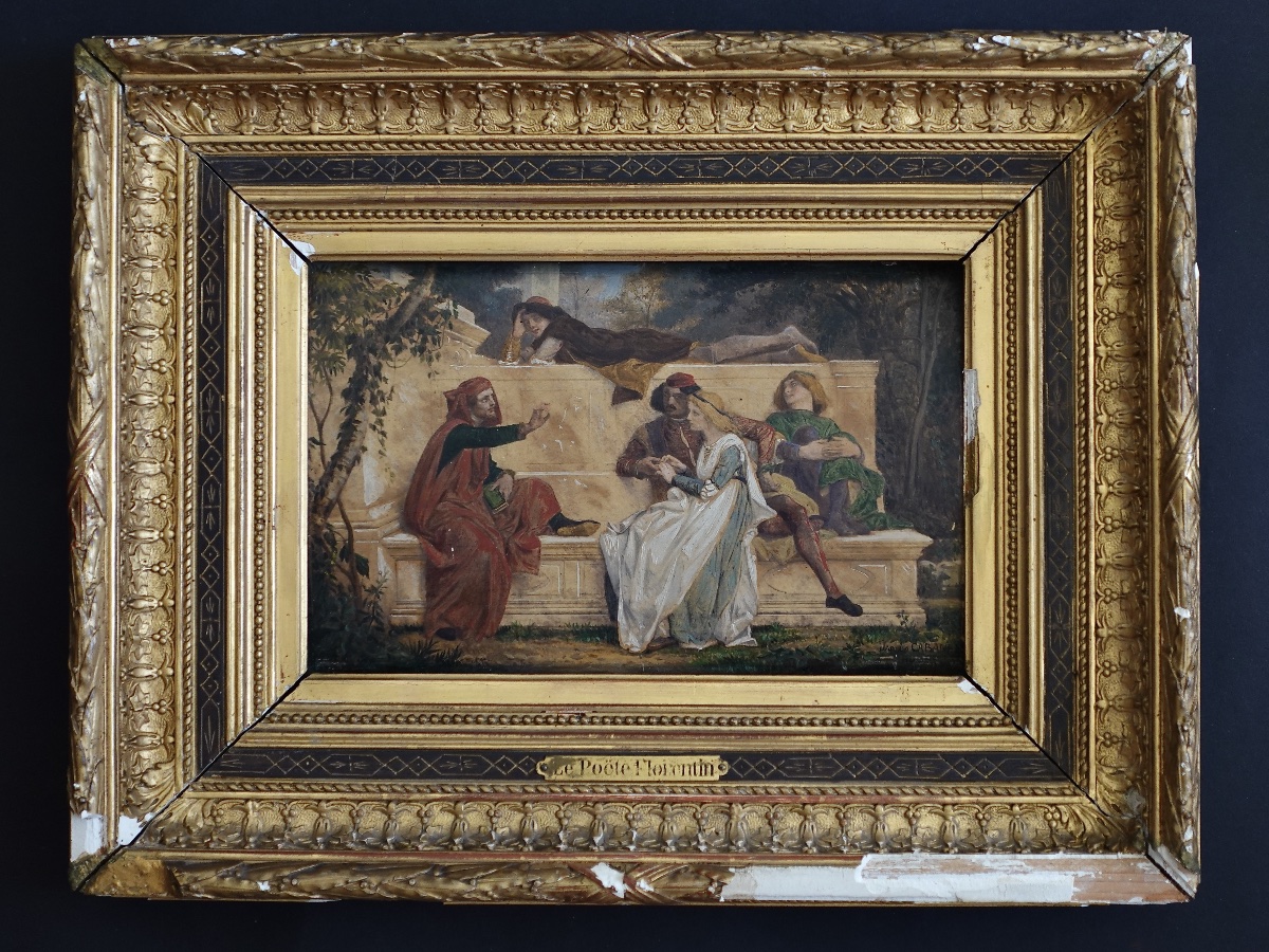  Painting Titled "the Florentine Poet," After Alexandre Cabanel, 19th Century