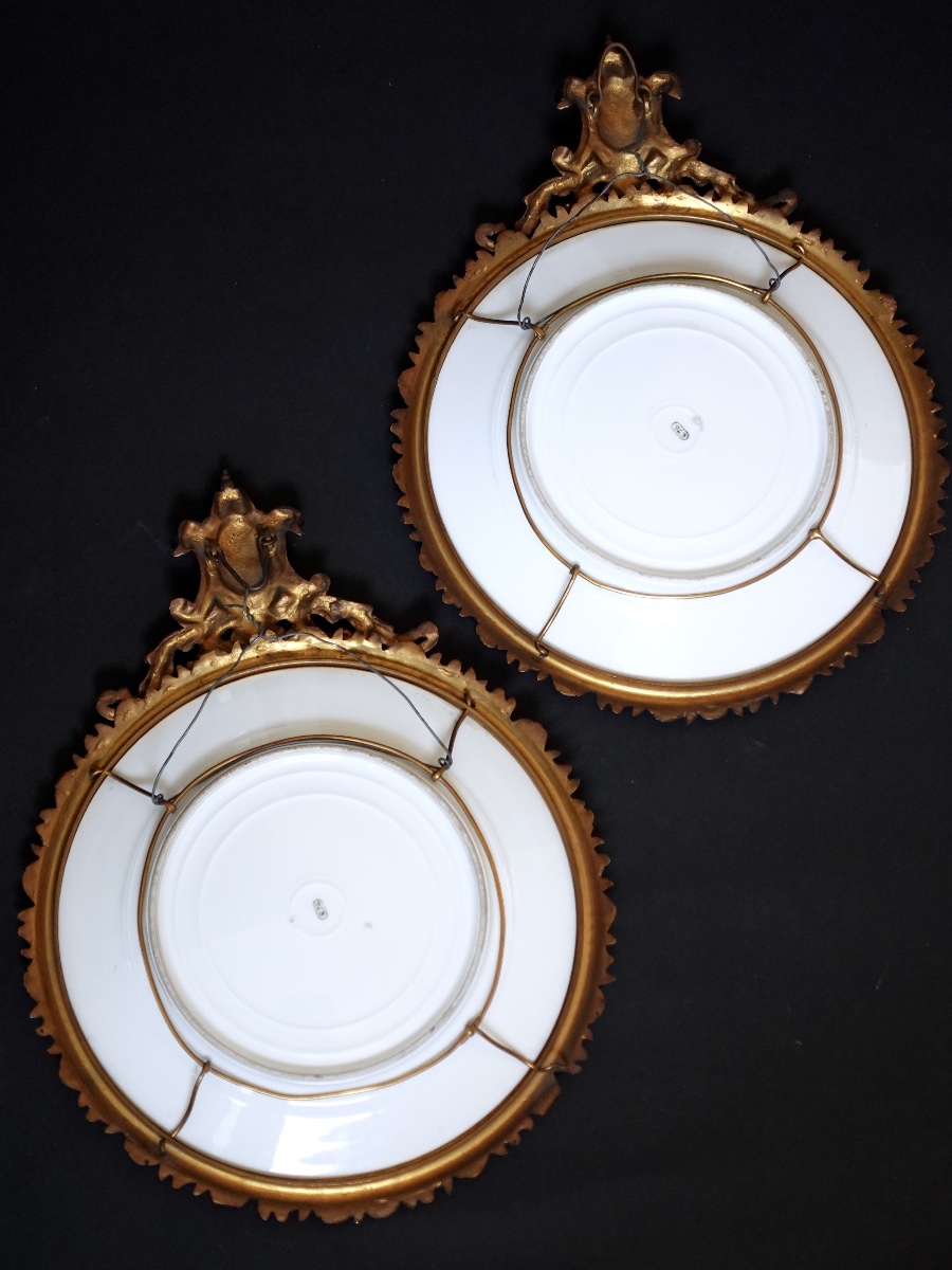 Pair Of Sèvres Porcelain Wall Plates With Bronze Frames In The 19th-century Rocaille Style 1876-photo-5