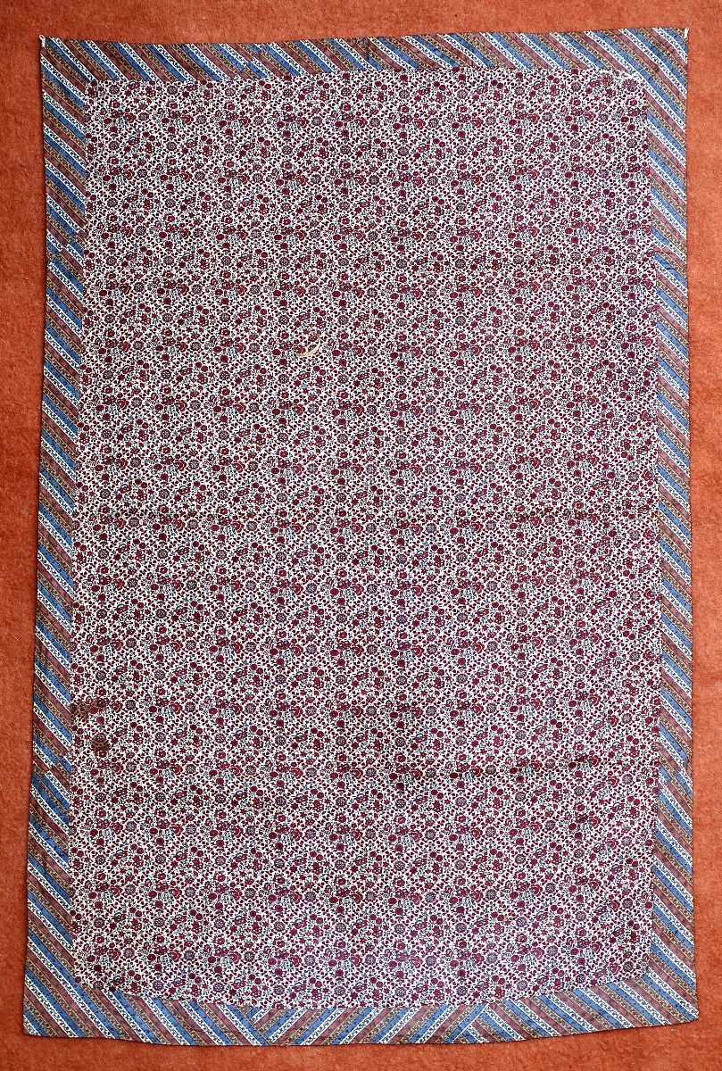 Indienne rare Tenture Qanat peinte à la main Kalamkari en Chintz glacé époque XVIIIe Siècle -photo-8