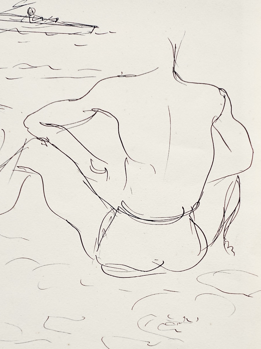Raoul DUFY (1877-1953) Baigneuses au Canet Dessin Encre de Chine originale 30 juillet 1942  -photo-2