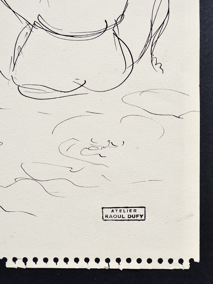 Raoul DUFY (1877-1953) Baigneuses au Canet Dessin Encre de Chine originale 30 juillet 1942  -photo-3