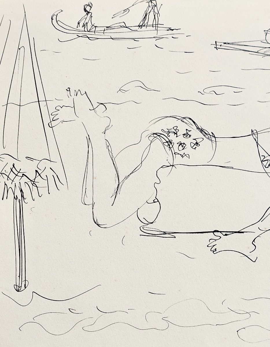 Raoul DUFY (1877-1953) Baigneuses au Canet Dessin Encre de Chine originale 30 juillet 1942  -photo-2