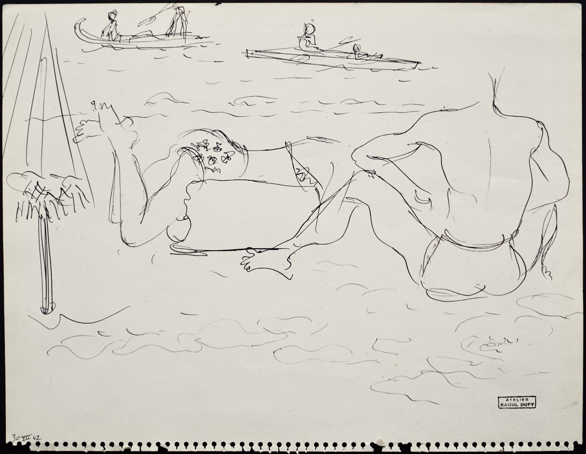 Raoul DUFY (1877-1953) Baigneuses au Canet Dessin Encre de Chine originale 30 juillet 1942  -photo-7
