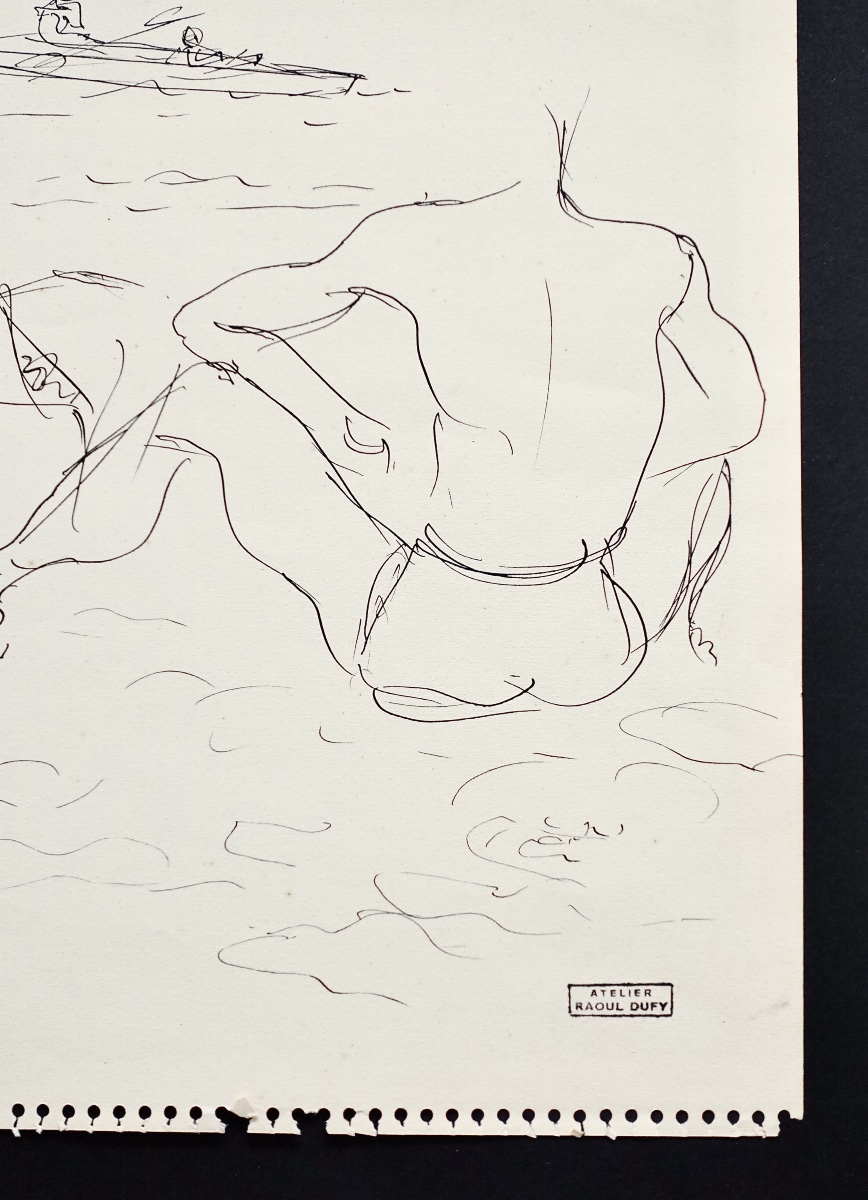Raoul DUFY (1877-1953) Baigneuses au Canet Dessin Encre de Chine originale 30 juillet 1942  -photo-8