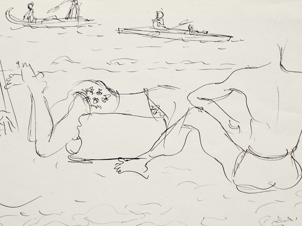 Raoul DUFY (1877-1953) Baigneuses au Canet Dessin Encre de Chine originale 30 juillet 1942  