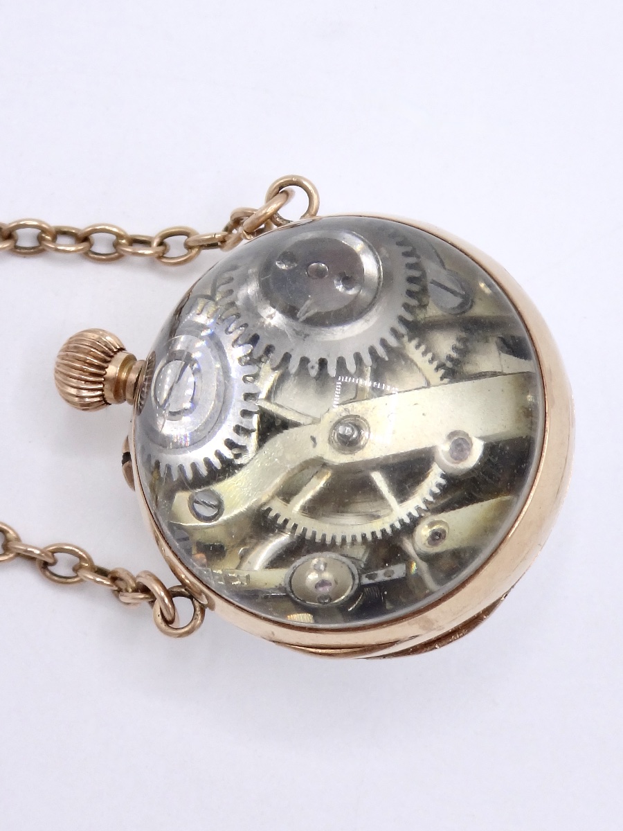 20th-century 14k Gold "geneva Ball" Pocket Watch-photo-2