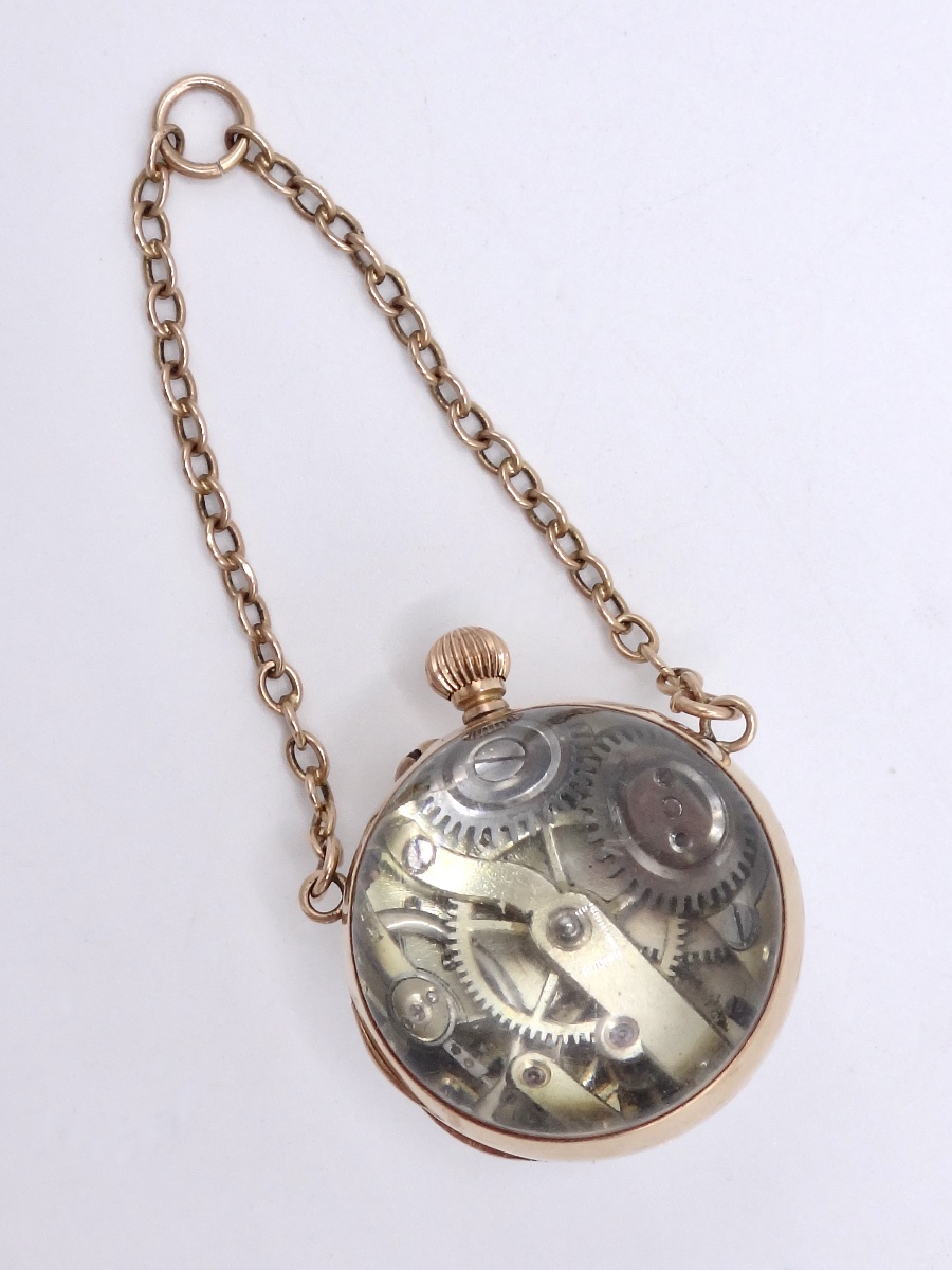 20th-century 14k Gold "geneva Ball" Pocket Watch-photo-3