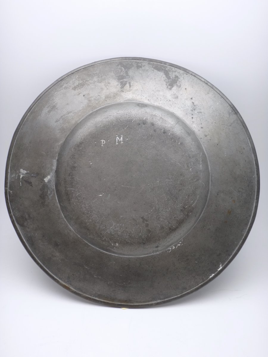 17th Century Cardinal Pewter Plate By Joseph Tavdin-photo-3