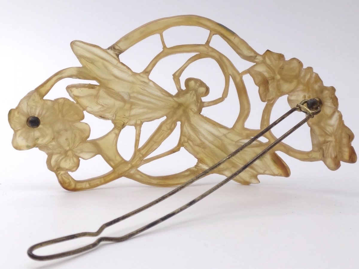 Lucien Gaillard (1861-1933)  bijou  de  cheveux  Libellule  Art  Nouveau  1900-photo-1