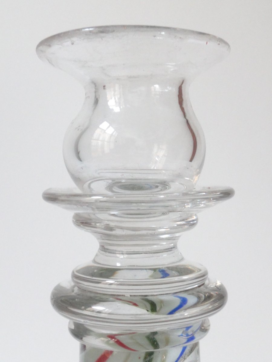 Cristal de Saintt Louis Bougeoir sulfure en verre soufflé  époque XIXe-photo-8