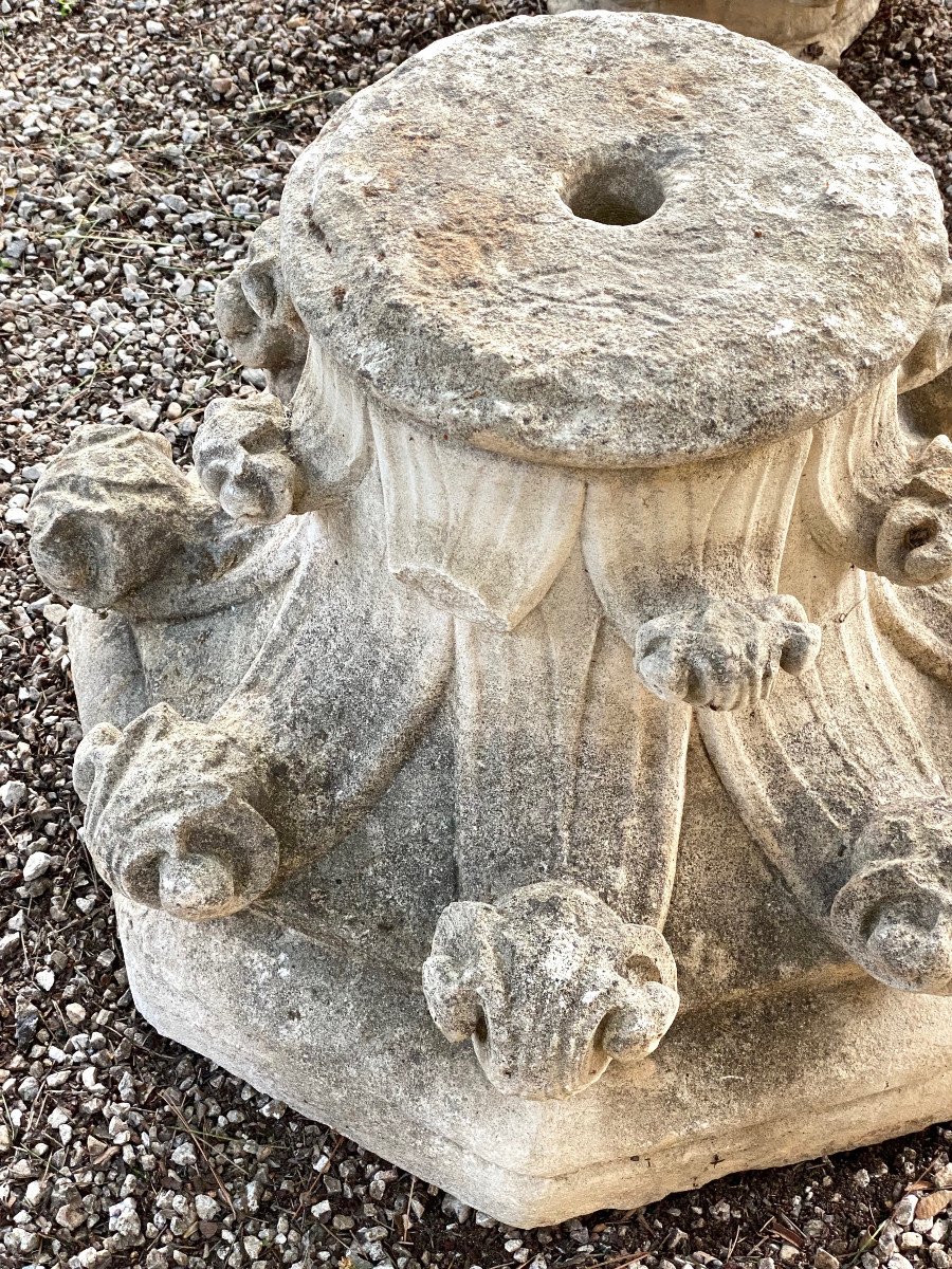 Pair Of Stone Capitals Transition From Romanesque To Gothic Style High Period 18th Century-photo-7