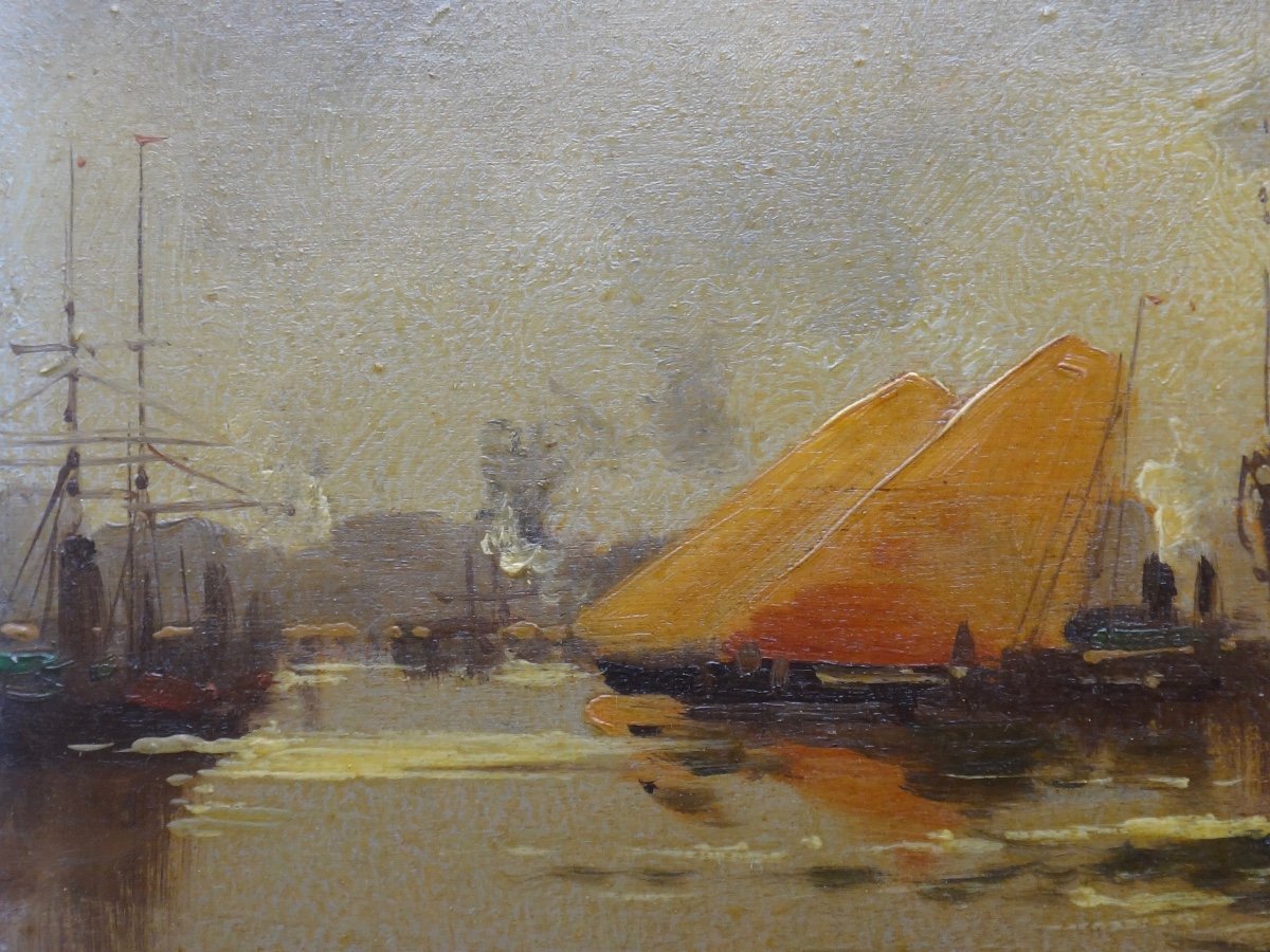 Eugène GALIEN-LALOUE (1854-1941) Huile sur bois Marine signée L.Dupuy époque XIXe-photo-3