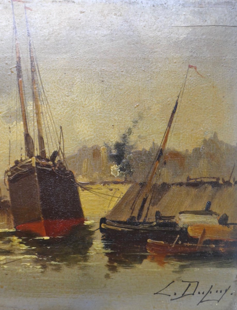 Eugène Galien-laloue (1854-1941) Oil On Wood Marine Signed L.dupuy 19th Century-photo-4