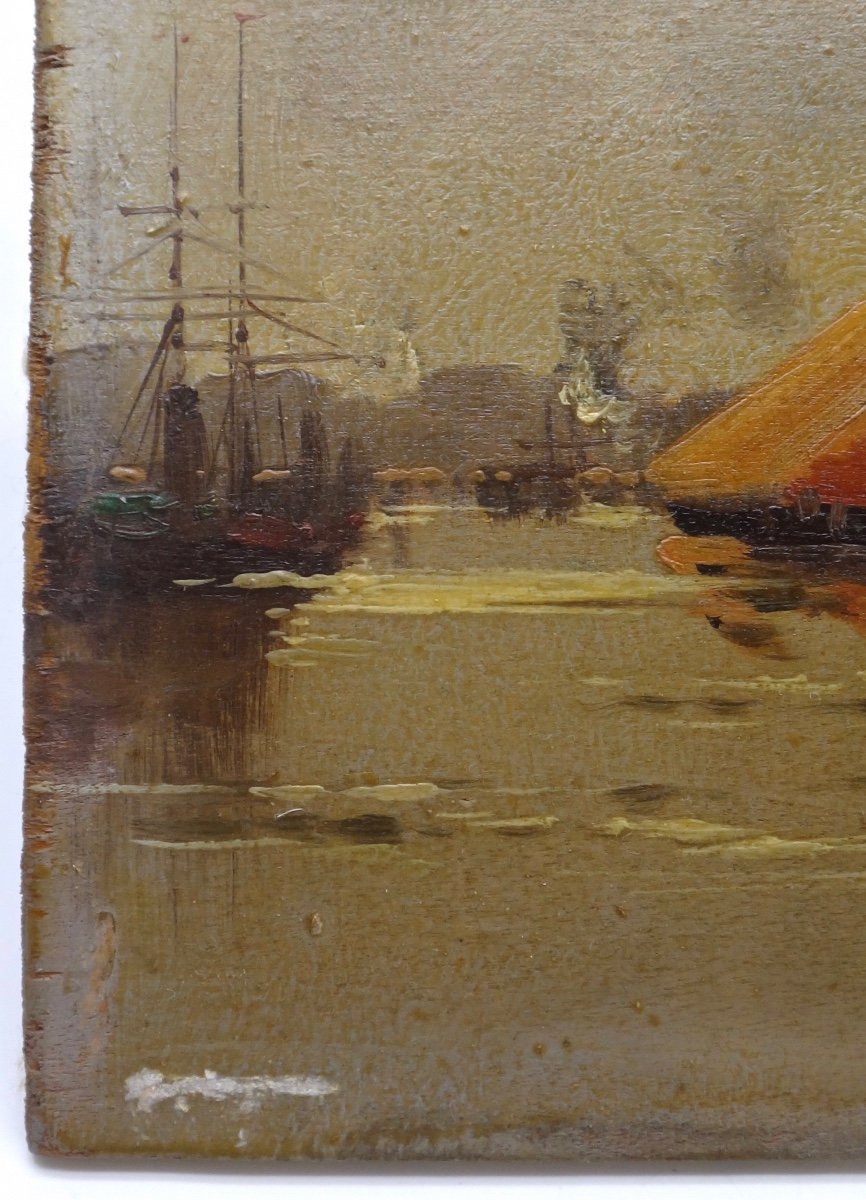 Eugène GALIEN-LALOUE (1854-1941) Huile sur bois Marine signée L.Dupuy époque XIXe-photo-2