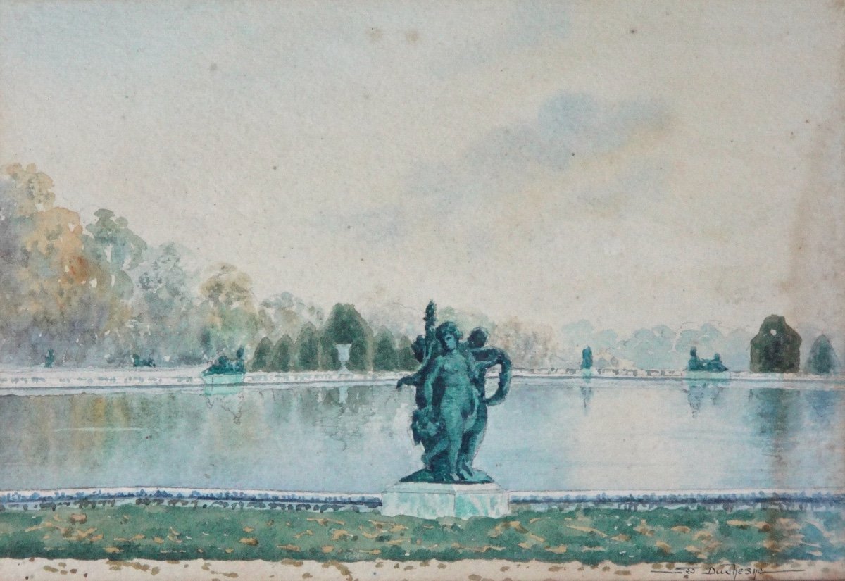 Geo Duchesne Watercolour View Of The Pools Of The Château De Versailles -photo-3