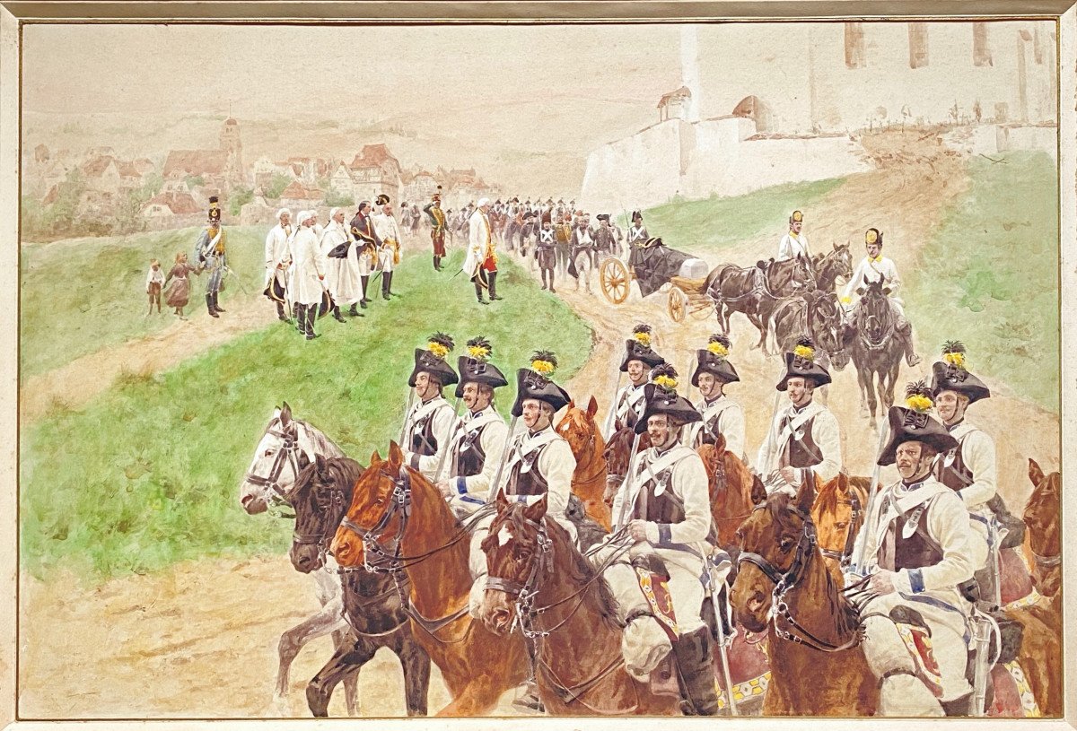 Rudolf Otto Von Ottenfeld (1856-1913) Watercolour Military Scene Of The Prussian Army-photo-2
