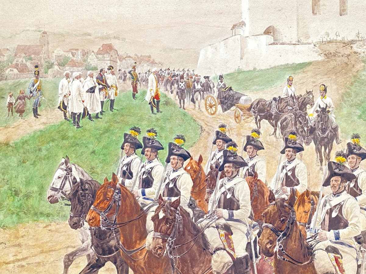 Rudolf Otto Von Ottenfeld (1856-1913) Watercolour Military Scene Of The Prussian Army-photo-3