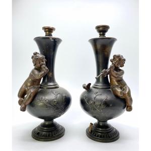 Sylvain Kinsburger (1855-1935) Pair Of Bronze Lamp