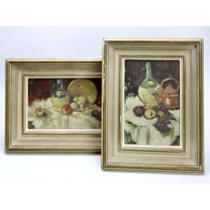 Pierre Gontard (1927–1997) Pair Of Still Lifes, Signed, In The Style Of Cézanne