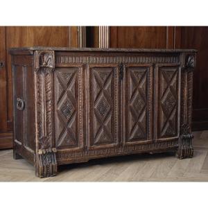 17th Century Norman Carved Oak Marriage Coffer High Period Antique Trunk