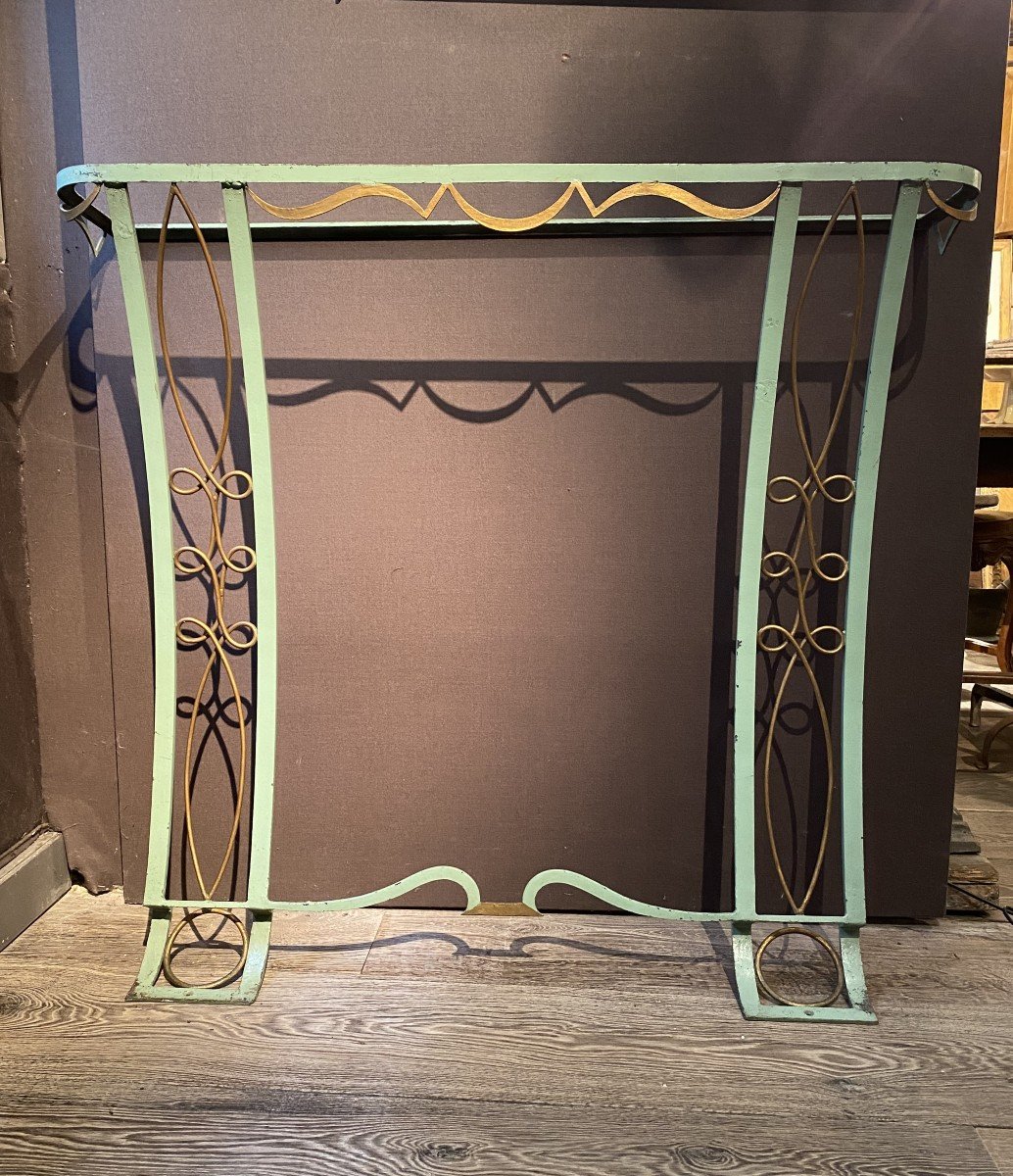 Pair Of Consoles In Painted And Gilded Iron-photo-2