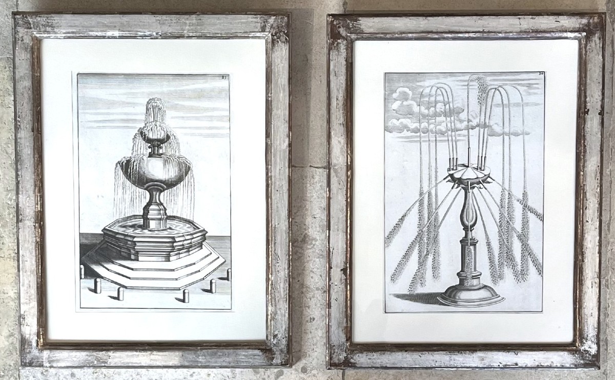Boekler, XVIIème siècle. Série de 12 gravures de Fontaines et jets d'eau-photo-1