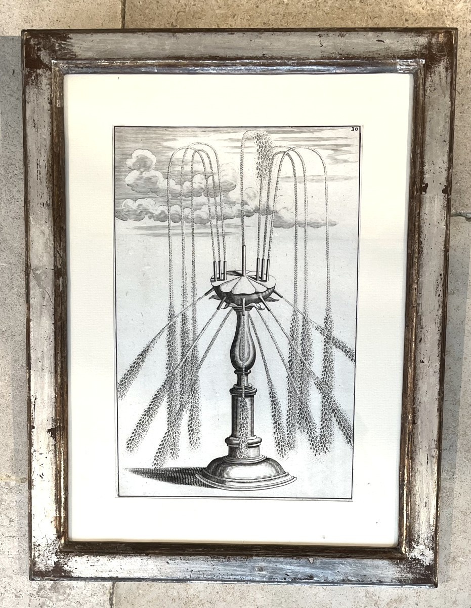 Boekler, XVIIème siècle. Série de 18 gravures de Fontaines et jets d'eau