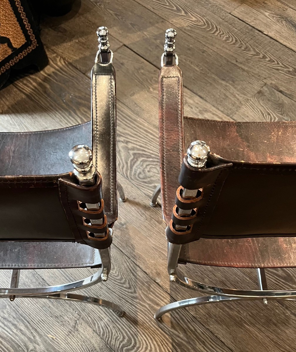 Pair Of Curule Armchairs, 20th Century-photo-2
