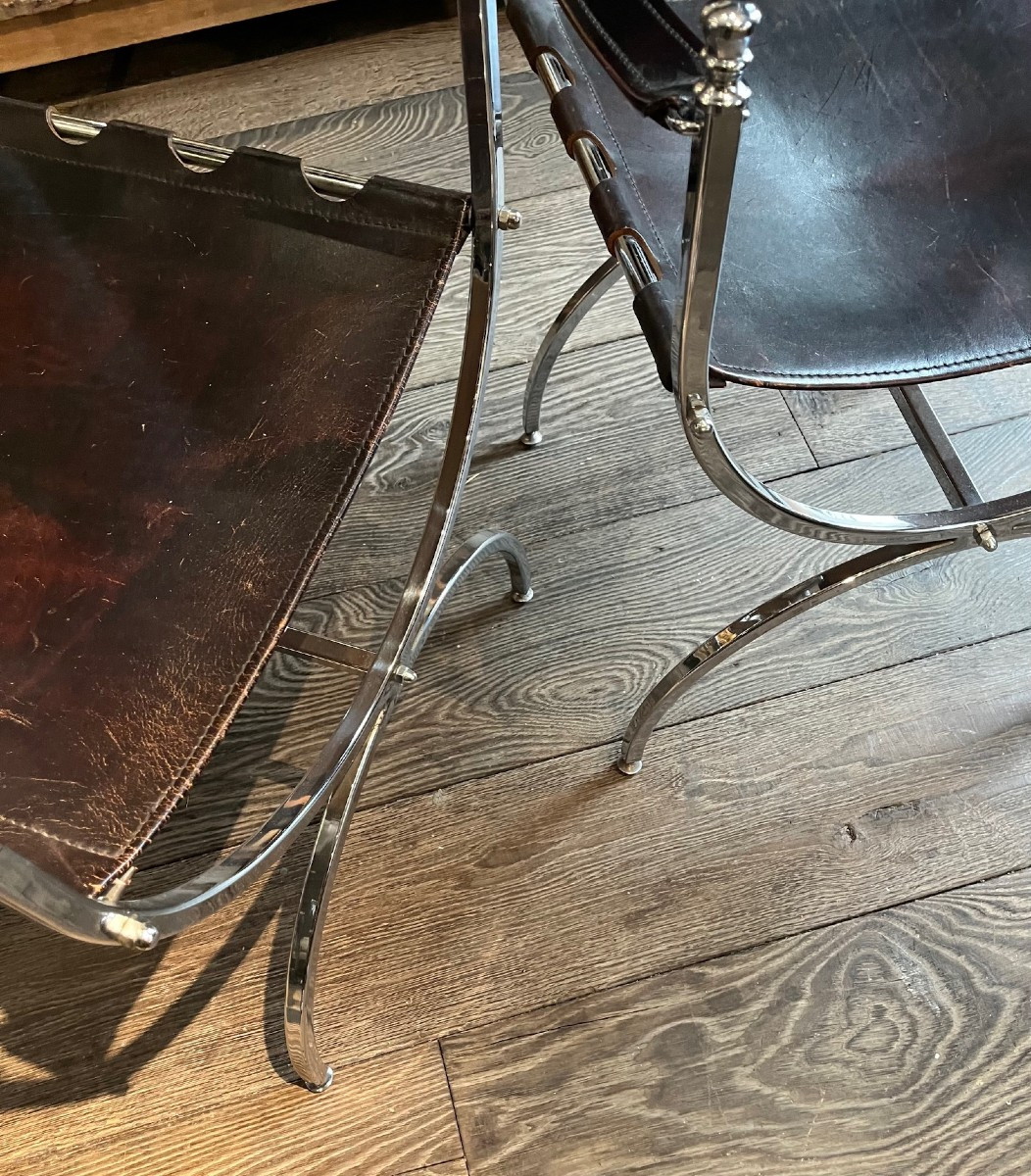 Pair Of Curule Armchairs, 20th Century-photo-3