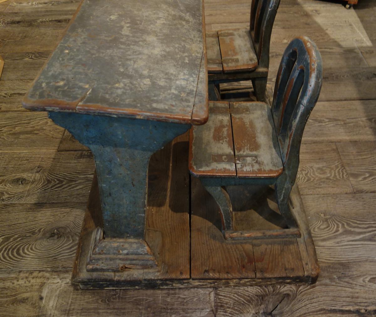 Bureau d'Enfant En Bois Peint 18ème Siècle-photo-1