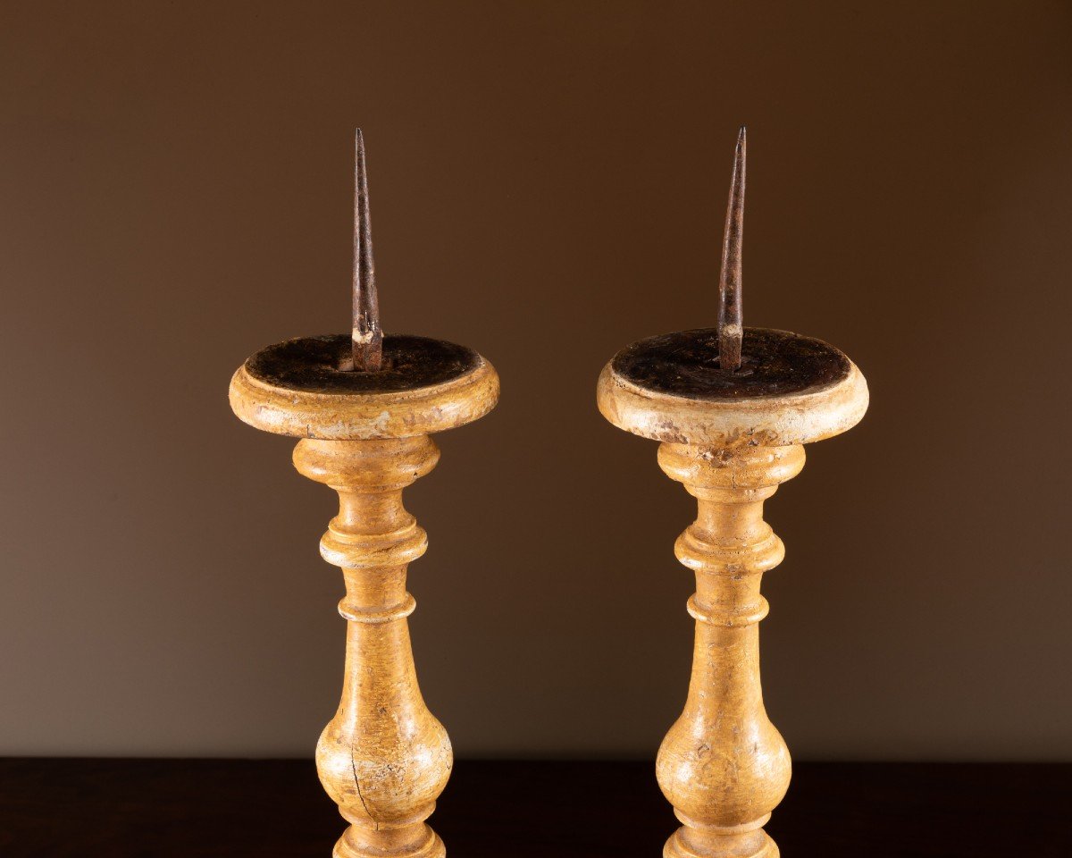 Pair Of Italian  Early Eighteenth Century Candlesticks-photo-4