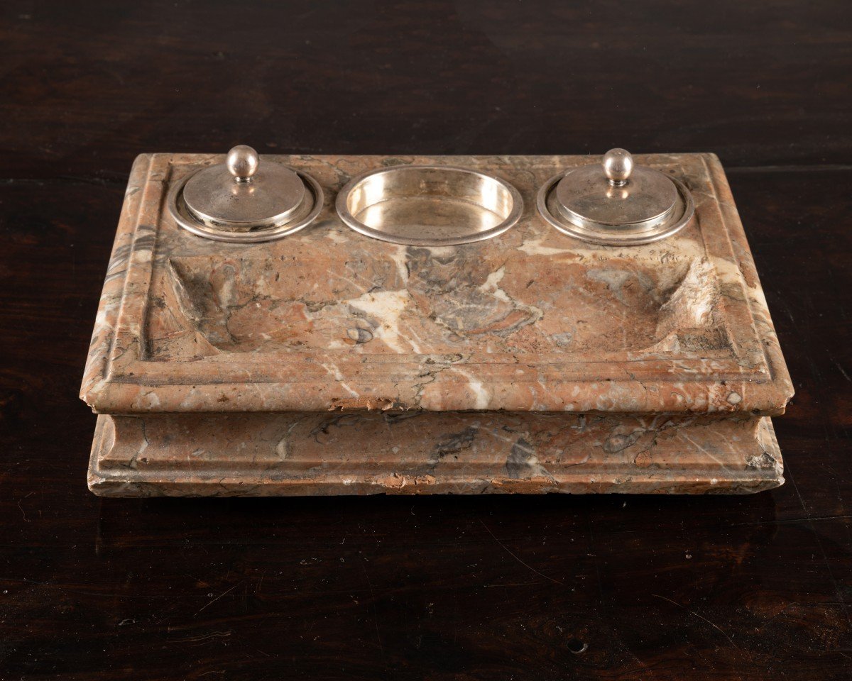 Marble Inkwell Early 18th Century-photo-2