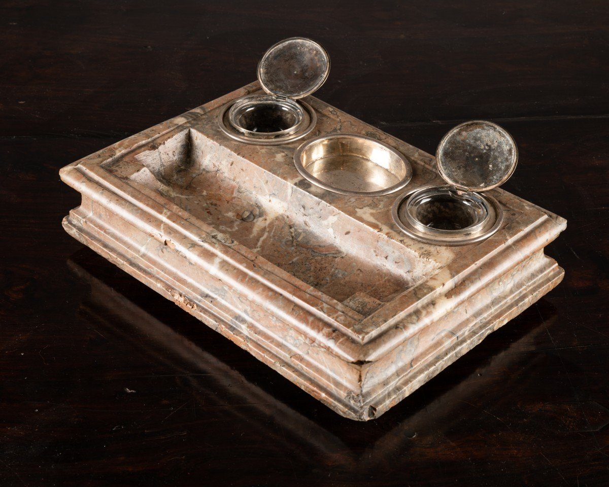 Marble Inkwell Early 18th Century-photo-3