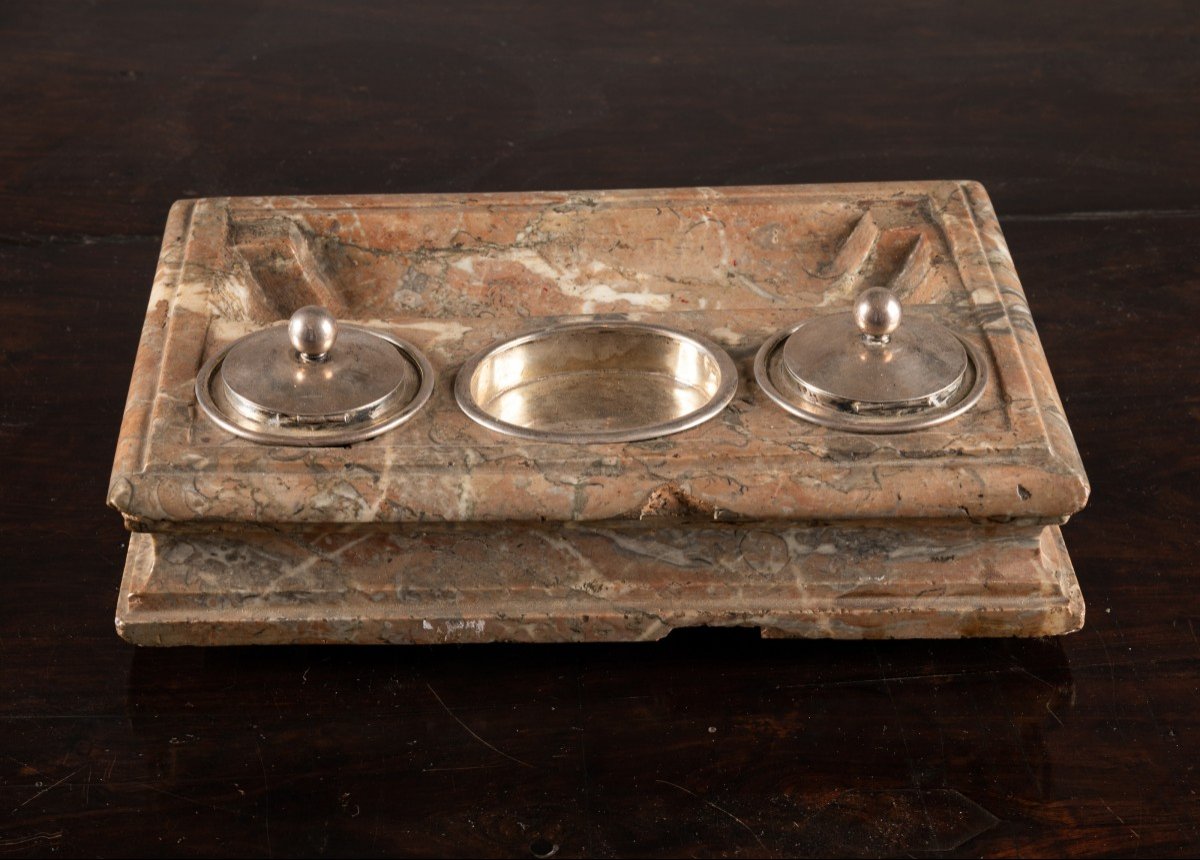 Marble Inkwell Early 18th Century-photo-3