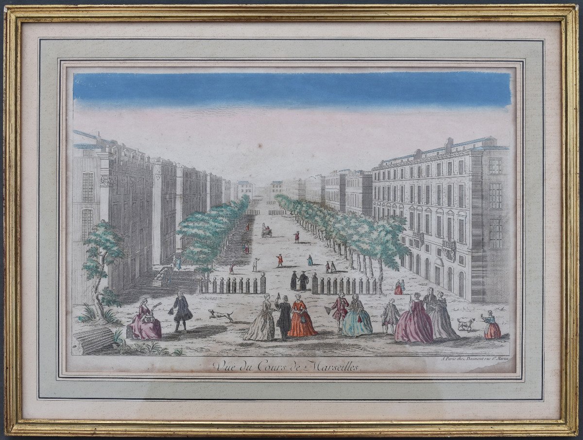 Vue d'Optique XVIIIème - Cours De Marseille Paris Chez Daumont Rue St Martin