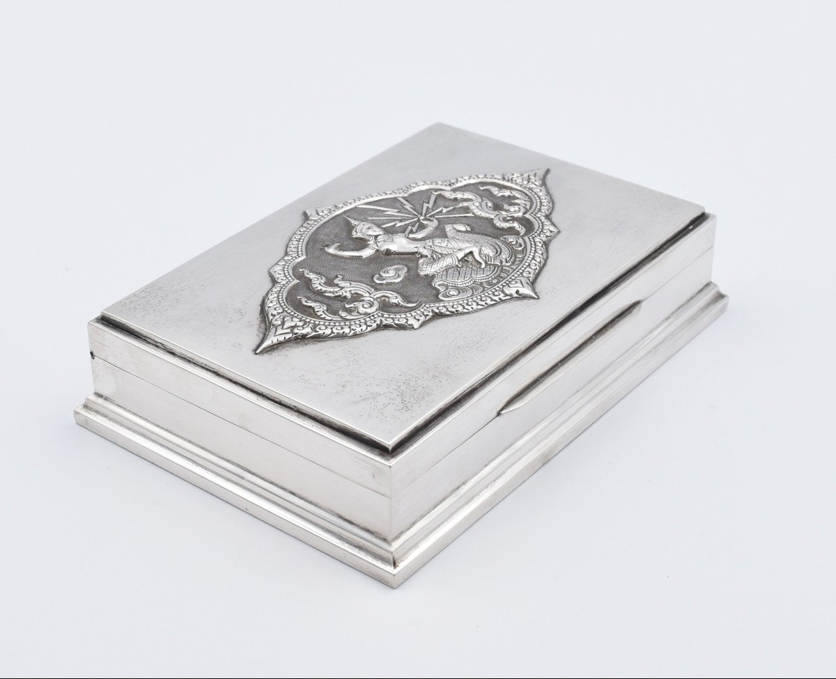 Boite Coffret En Argent Massif Asie Du Sud Est / Inde Asian Silver Pot Bowl *-photo-3