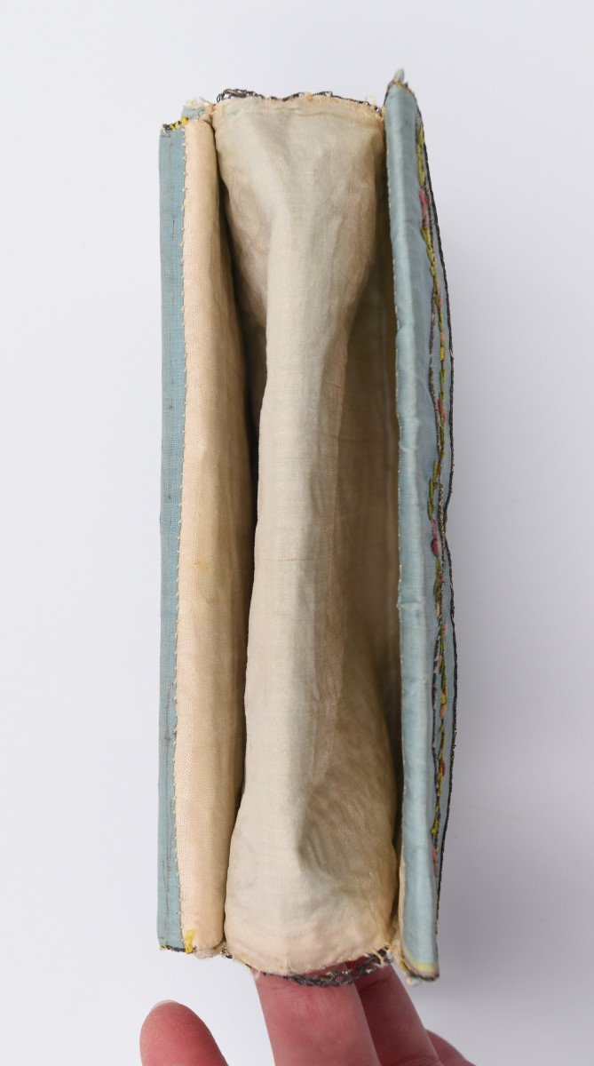 Embroidered Silk Pouch With Two Compartments Revolutionary Period 1789 1794-photo-7