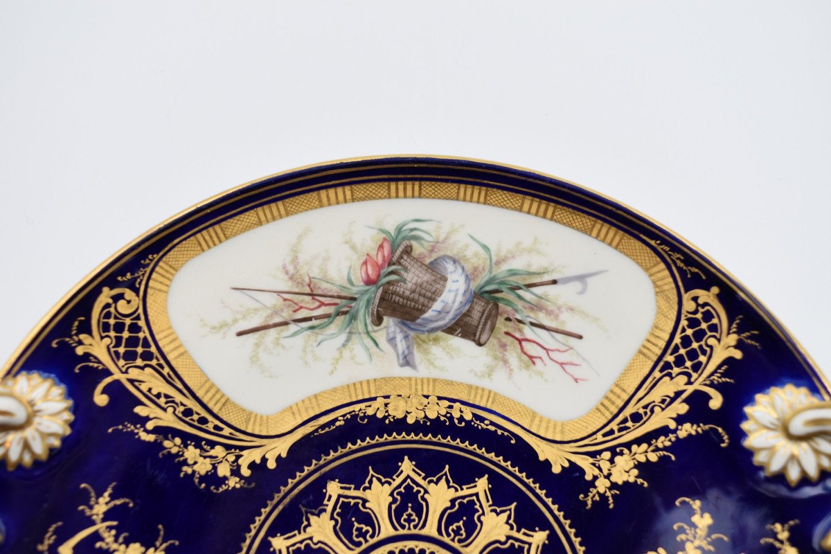 Dish With Handle In Sèvres Porcelain 1782 Decor By Jean Louis Morin-photo-2