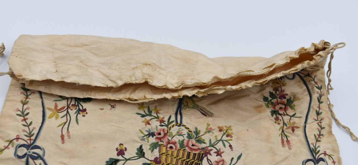 Embroidered Silk Pouch Second Half Of The Eighteenth Century-photo-5