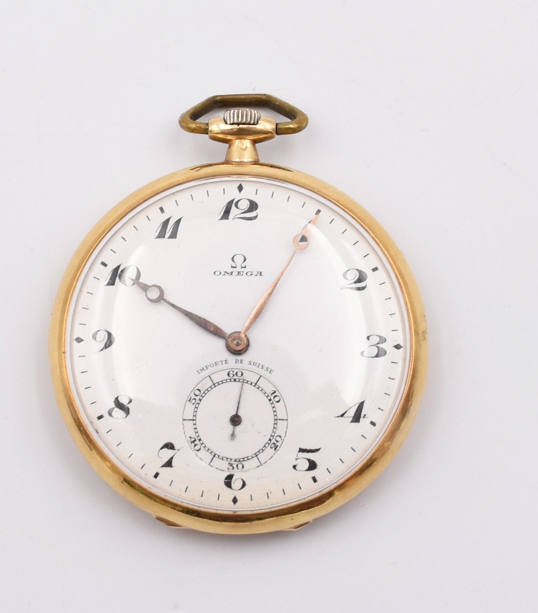 Omega Pocket Watch 18 Ct Gold Circa 1920-photo-3