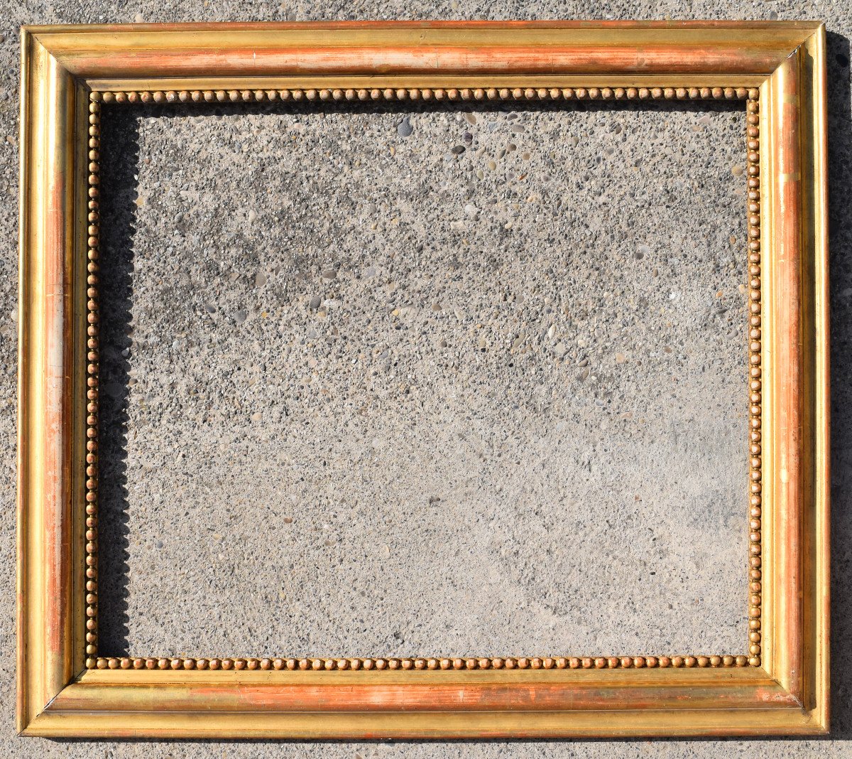 Large Frame In Wood And Golden Stucco Pearl Decor 19 Eme Frame