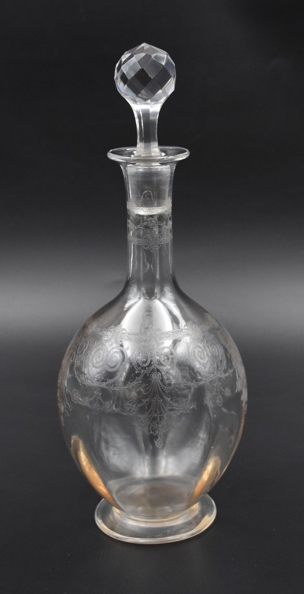 8 Engraved Crystal Water Glasses Around 1900 H= 15 Cm-photo-4