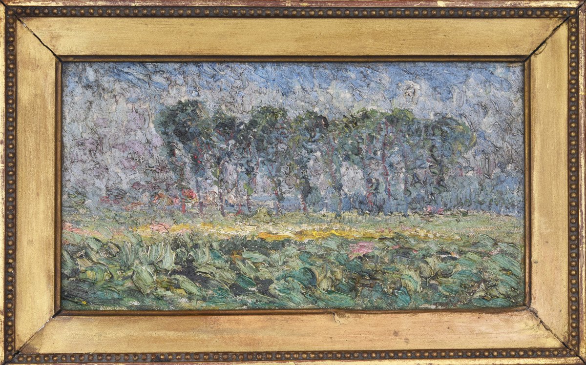 Huile Sur Toile Controll&eacute;e Sur Un Panneau Paysage Attribu&eacute; &agrave; Modest Huys-photo-2