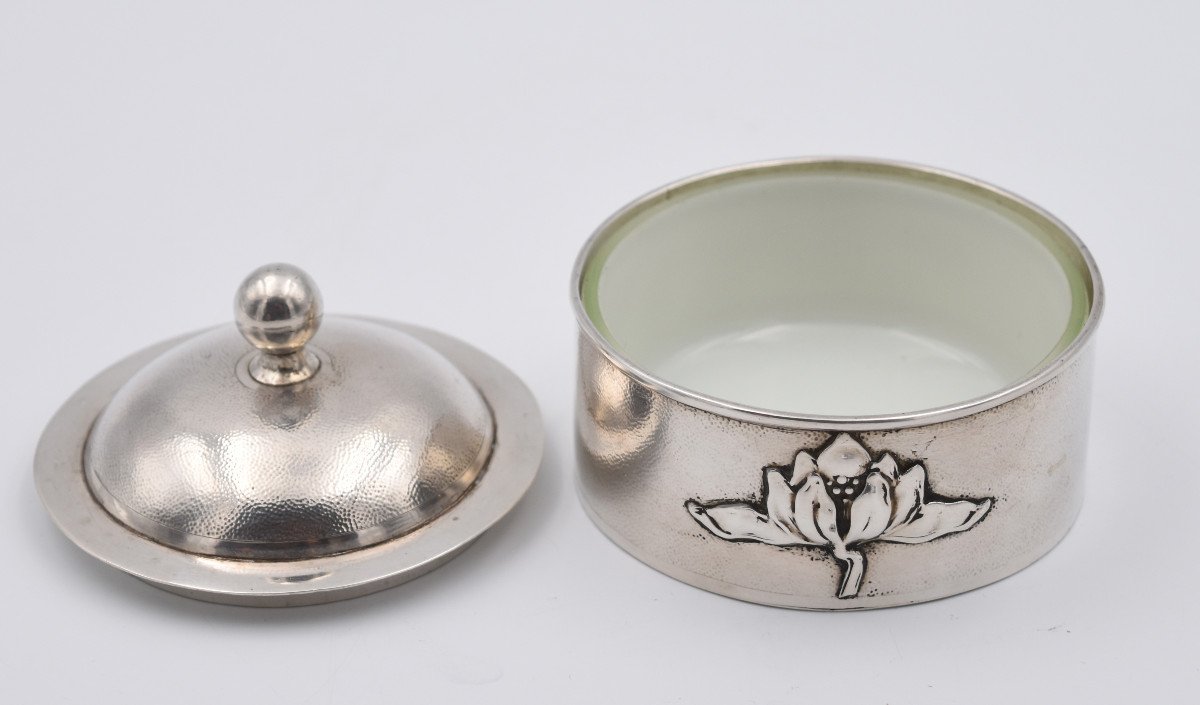 China Silver Box Signed Zeewo And Opaline Asia Early 20th Century-photo-4