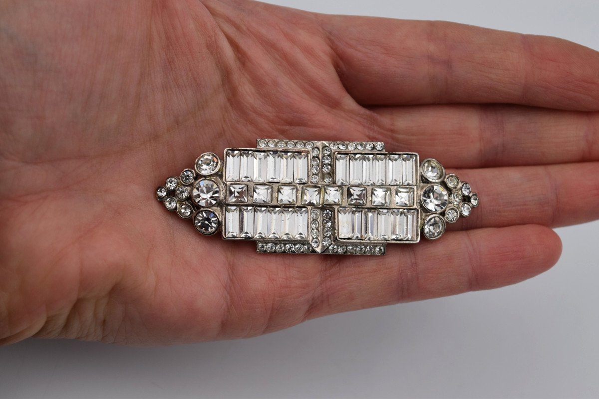 Broche Christian Dior Vintage Métal Et Strass -photo-3